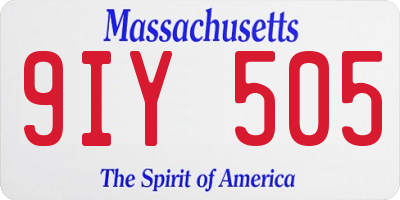 MA license plate 9IY505
