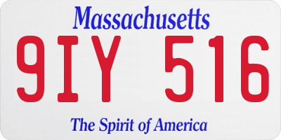 MA license plate 9IY516