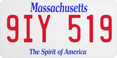 MA license plate 9IY519