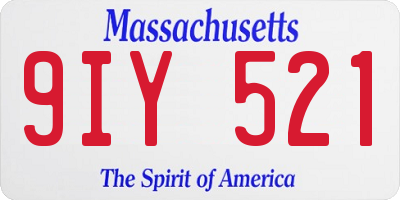 MA license plate 9IY521