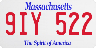 MA license plate 9IY522