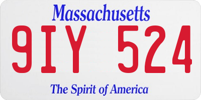 MA license plate 9IY524