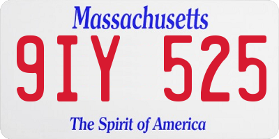 MA license plate 9IY525