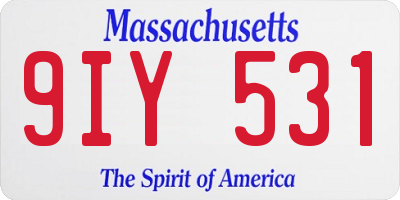 MA license plate 9IY531