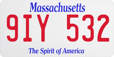 MA license plate 9IY532