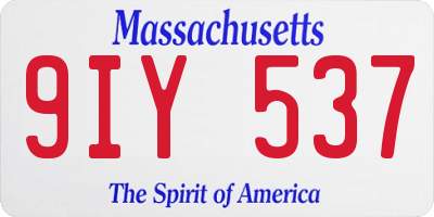 MA license plate 9IY537