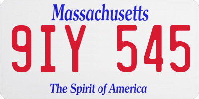 MA license plate 9IY545
