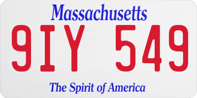 MA license plate 9IY549
