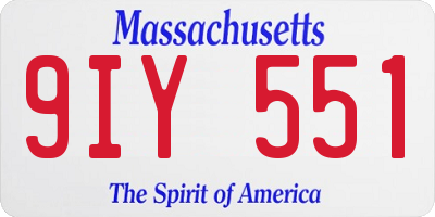 MA license plate 9IY551