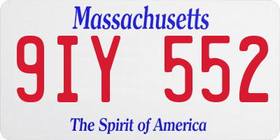 MA license plate 9IY552