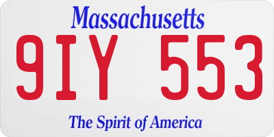 MA license plate 9IY553