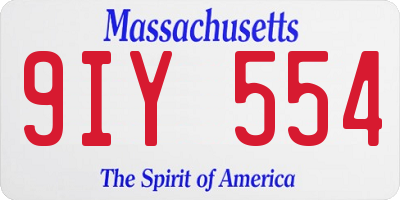 MA license plate 9IY554