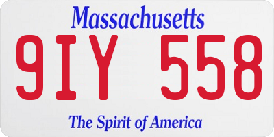MA license plate 9IY558