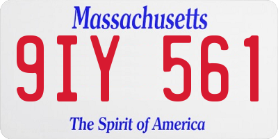 MA license plate 9IY561