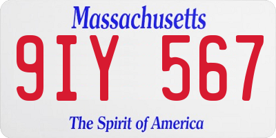 MA license plate 9IY567
