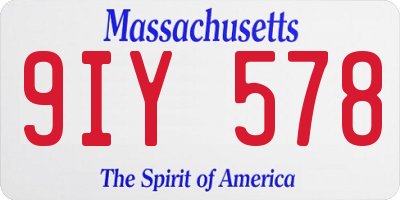 MA license plate 9IY578