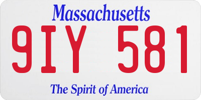 MA license plate 9IY581