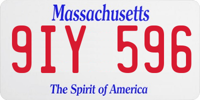 MA license plate 9IY596