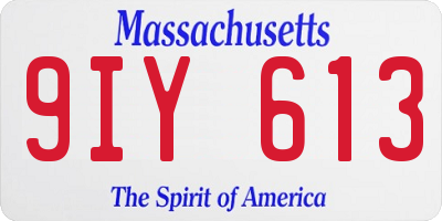 MA license plate 9IY613