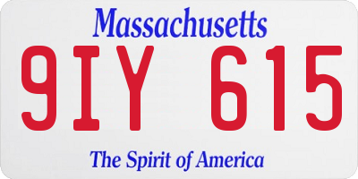 MA license plate 9IY615