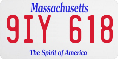 MA license plate 9IY618
