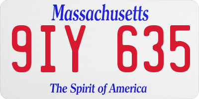 MA license plate 9IY635