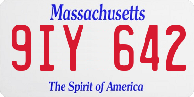 MA license plate 9IY642