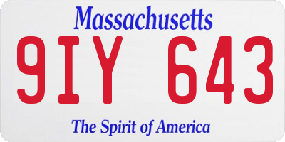 MA license plate 9IY643
