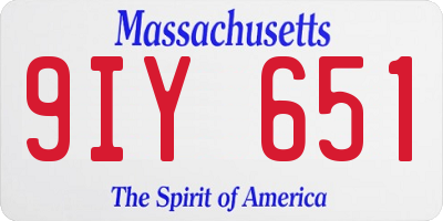 MA license plate 9IY651