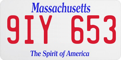 MA license plate 9IY653