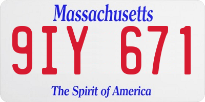 MA license plate 9IY671