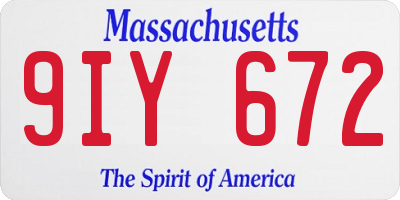 MA license plate 9IY672