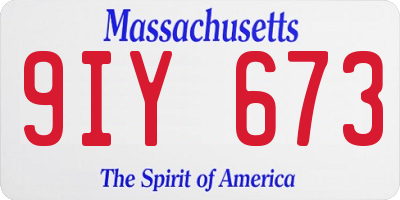 MA license plate 9IY673