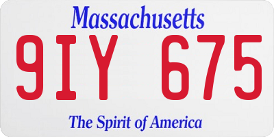 MA license plate 9IY675