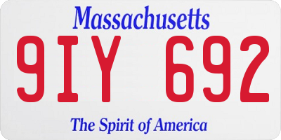 MA license plate 9IY692