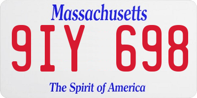 MA license plate 9IY698