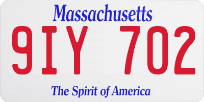 MA license plate 9IY702