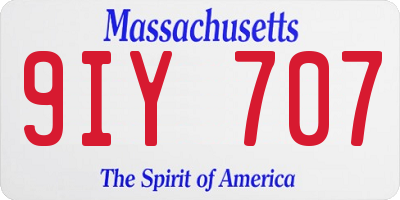 MA license plate 9IY707