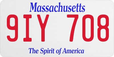 MA license plate 9IY708