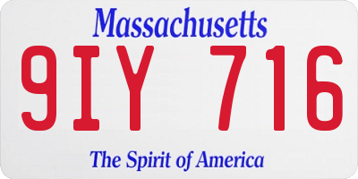 MA license plate 9IY716