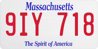 MA license plate 9IY718