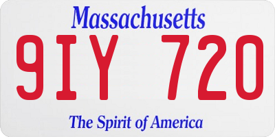 MA license plate 9IY720
