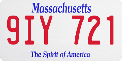 MA license plate 9IY721