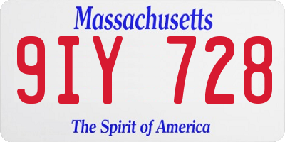 MA license plate 9IY728