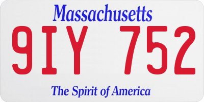 MA license plate 9IY752
