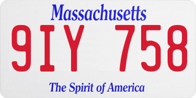 MA license plate 9IY758