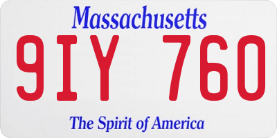 MA license plate 9IY760