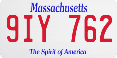 MA license plate 9IY762