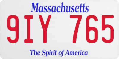 MA license plate 9IY765