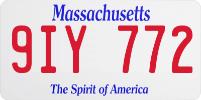 MA license plate 9IY772